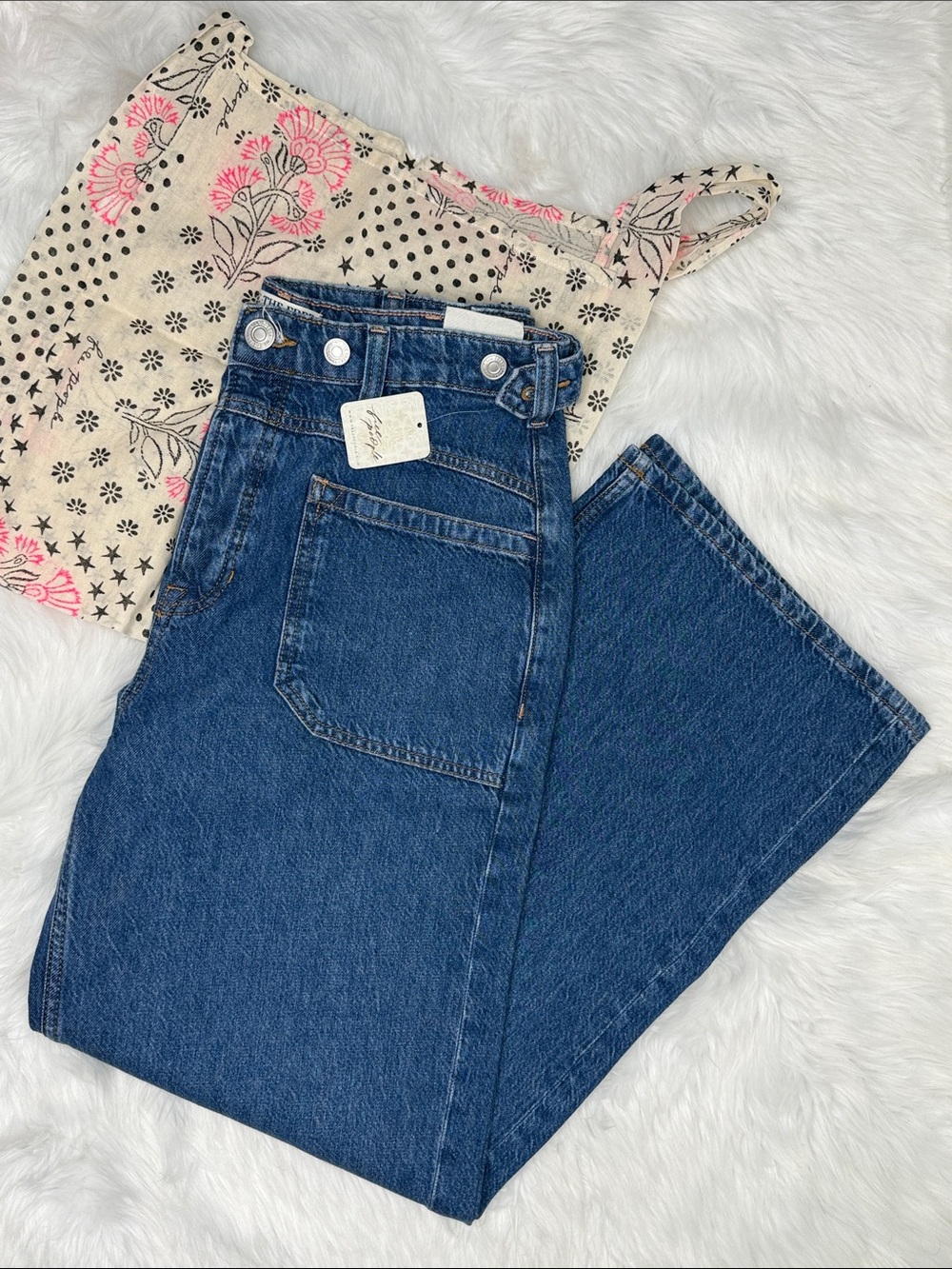 🆕 Free People Palmer Wide Leg Cuffed Jean size 28 - Picture 7 of 14
